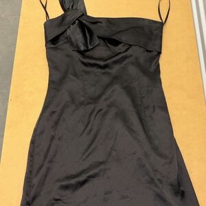 Elegant Black Women's One Shoulder Bow Tie Dress Size 1